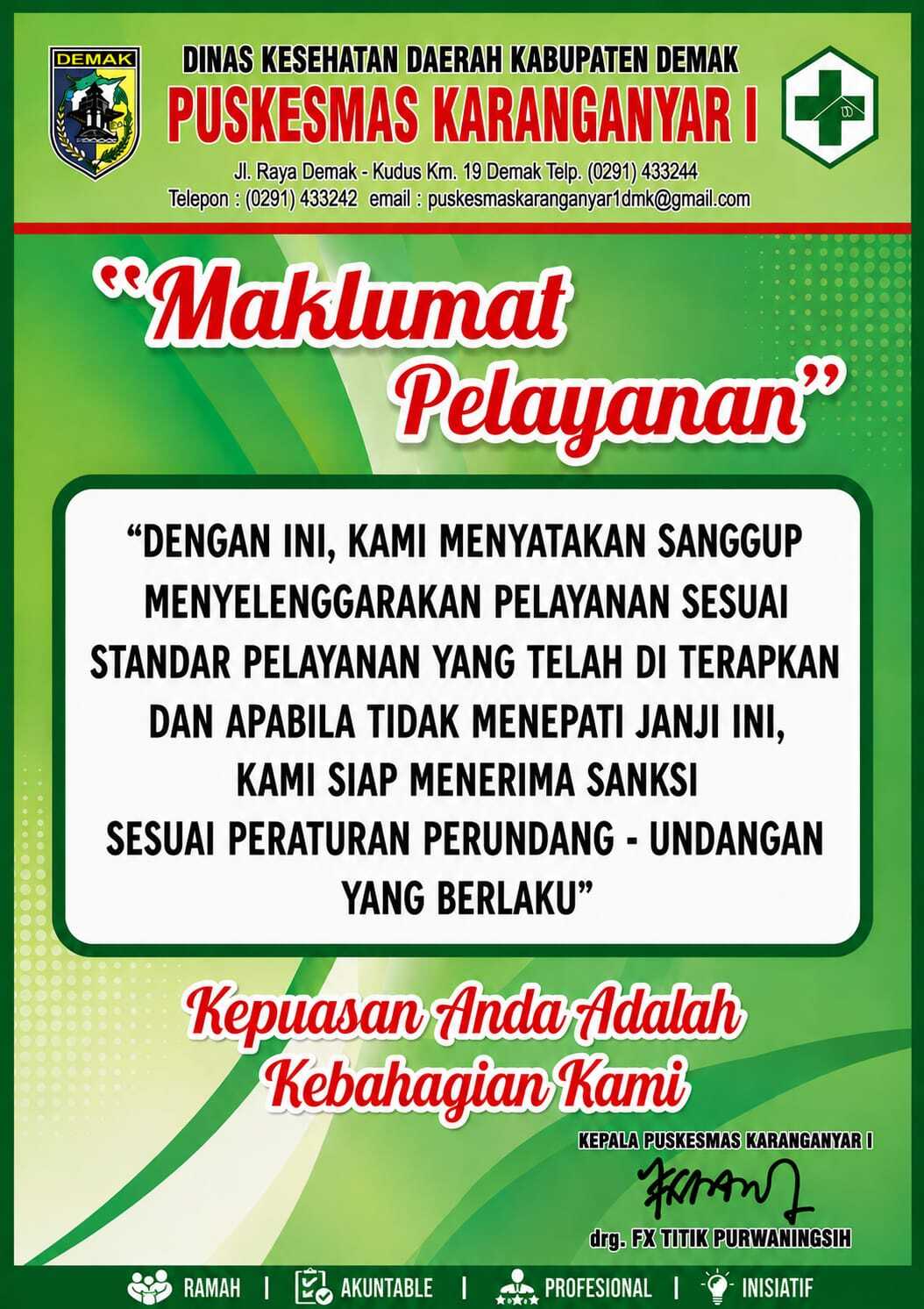 Maklumat Pelayanan Puskesmas Karanganyar I